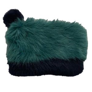 Anthropologie Avoca Faux Fur Zippered Purse with Pom Pom Clutch